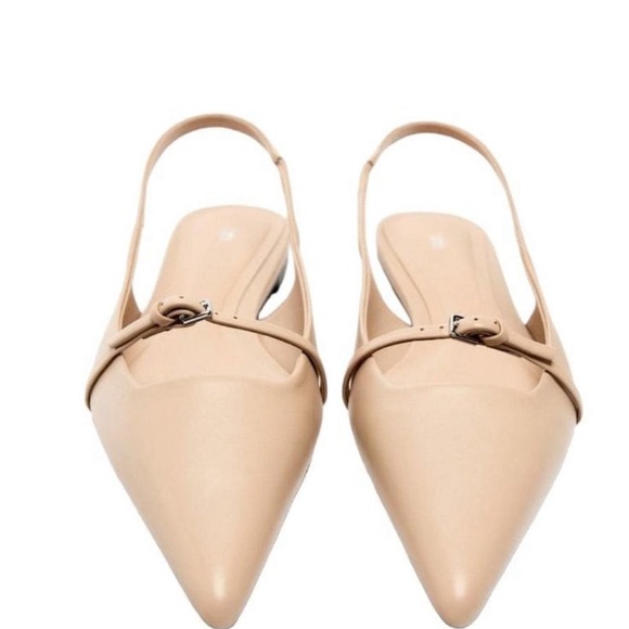 Zara Pointed Flat Leather Sling backs in Size 36 or US 6 - Picture 4 of 8